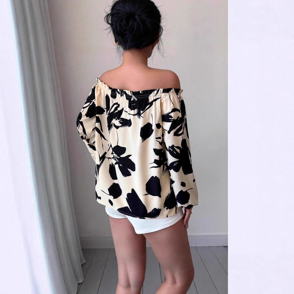 Women's Off-shoulder Printed Casual Shirt