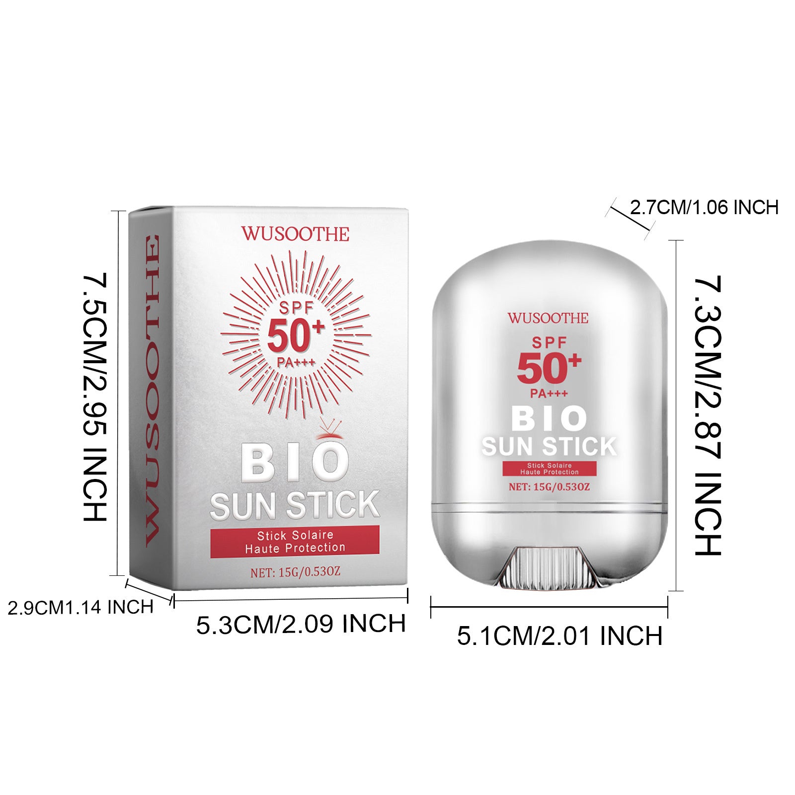 WUSOOTHE Bio Sun Stick 15g - Advanced Protection With Peptide Complex, Collagen And Hyaluronic Acid SPF50,PortableStrong UVProtection Sunscreen Stick