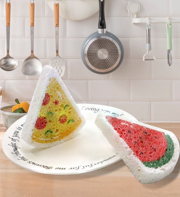 Cartoon Printing Compressed Wood Pulp Sponge Dishwashing Eraser Kitchen Gadgets