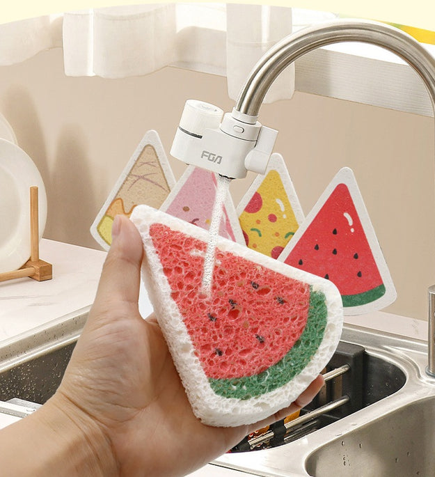 Cartoon Printing Compressed Wood Pulp Sponge Dishwashing Eraser Kitchen Gadgets