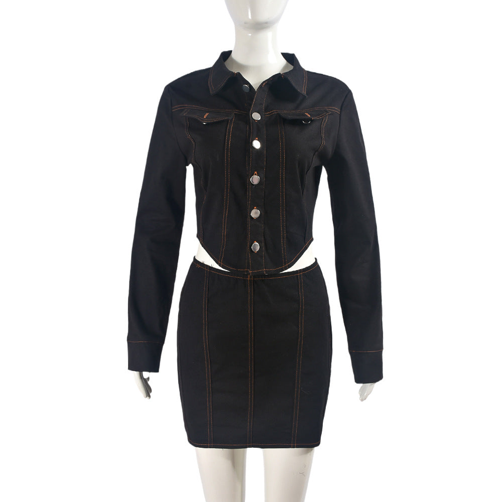 European And American Overall Suit New Short Skirt Two-piece Set Sexy Women Clothing