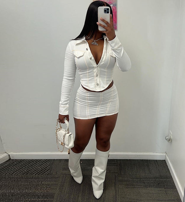 European And American Overall Suit New Short Skirt Two-piece Set Sexy Women Clothing